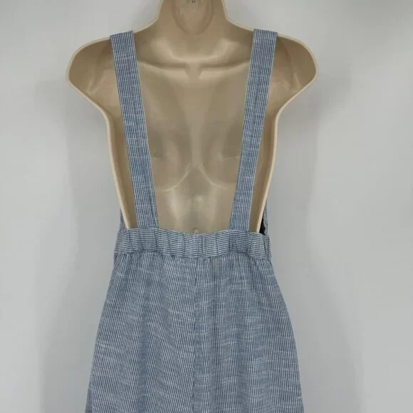 JAPNA Women's Size M Romper Jumpsuit Blue Striped straight  Leg 100% Cotton Casu - Picture 9 of 14